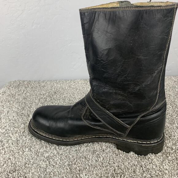 John Fluevog Engineer Boots Mens Size 13 Leather Motorcycle Biker Strap Sole - Picture 4 of 11